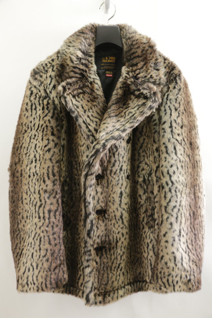 17AW SUPREME SCHOTT LEOPARD FAUX FUR PEA COAT | BRAND BUYERS OSAKA