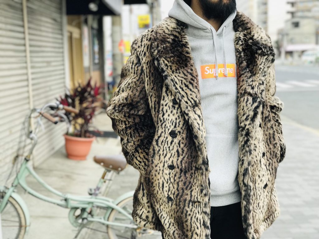 Supreme×Schott Faux Fur PeaCoat Leopard-