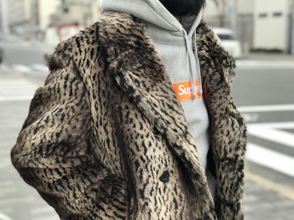 supreme Schott Fur Peacoat レオパード ファーメンズ - ピーコート